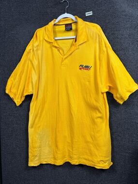 FUBU Sport Shirt Mens XL Yellow Polo Short Sleeve 100% Cotton Streetwear Hip Hop